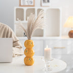 Bright Yellow Whimsical Stacked Orange Ceramic Vase - Modern Nordic Tabletop Decor
