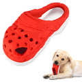 Size S Red Tough Slipper Dog Chew Toy - Natural Rubber Treat Dispenser & Teeth Cleaner for Interactive Play & Boredom Relief