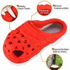 Size S Red Tough Slipper Dog Chew Toy - Natural Rubber Treat Dispenser & Teeth Cleaner for Interactive Play & Boredom Relief