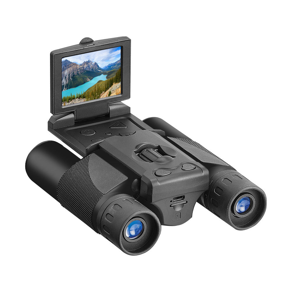 Black HD Digital Camera Binoculars 8X Zoom - Record Video & Photos with LCD Screen, Starlight Night Vision for Outdoors