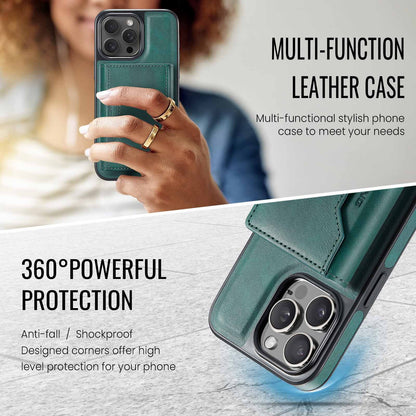 Brown Premium MagSafe Wallet Case for iPhone 16 Pro - Detachable PU Leather Magnetic Card Holder