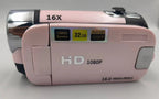 Pink Capture Life's Moments: HD 1080P Digital Camcorder - 16MP Photos, 16X Digital Zoom, 2.7 LCD Screen"