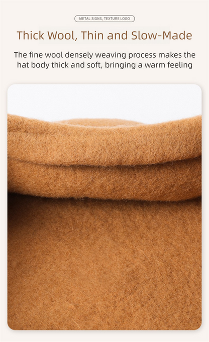 White Elegant Wool Beret - Classic Warm Thick British Style Hat for Autumn & Winter