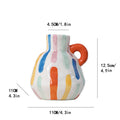 Colorful Charming Hand-Painted Ceramic Vase - Colourful Striped Jug Style Decorative Accent