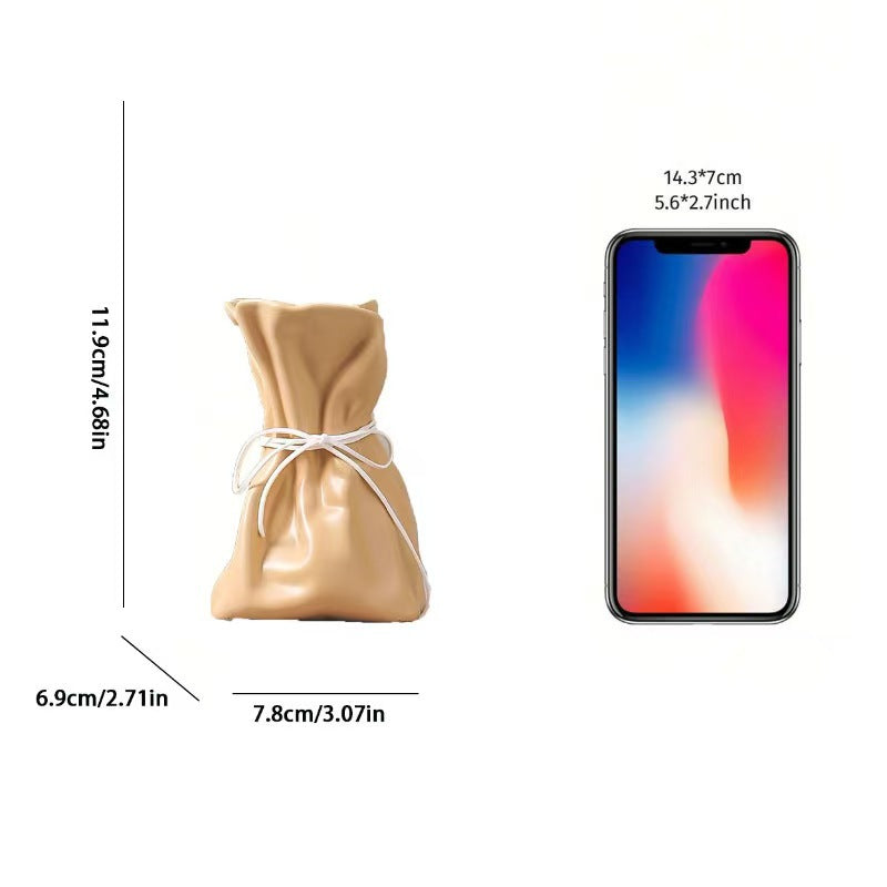 Yellow And White Chic Money Bag Inspired Vase - Modern Resin Decorative Flower Holder & Tabletop Accent(Use the mobile phone as a reference for size)