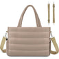 Khaki Stylish Quilted Nylon Tote Bag - Large Capacity Diaper Nappy Bag for Travel & Stroller with Adjustable Straps