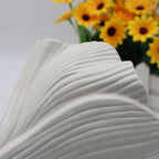Beige Elegant Off-White Ceramic Vase - Modern Sculptural Flower Holder with Wide Fluted Opening