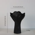 Black Elegant Off-White Ceramic Vase - Modern Sculptural Flower Holder with Wide Fluted Opening