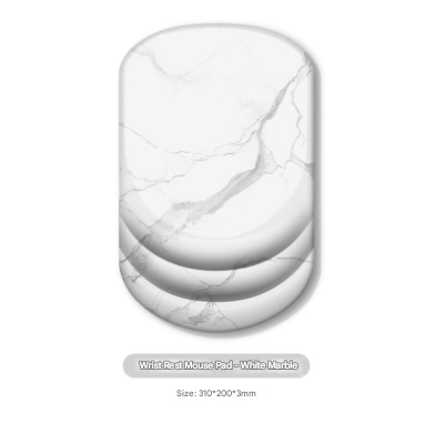 White Ergonomic Mouse Pad with 3D Silicone Gel Wrist Rest - Stylish Comfort & Support for Office & Home