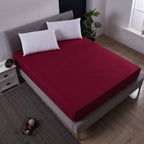 Claret Red Queen Size Waterproof Fitted Mattress Protector - Soft & Breathable Bed Cover, Hypoallergenic, Deep Pocket (152x190x30cm)
