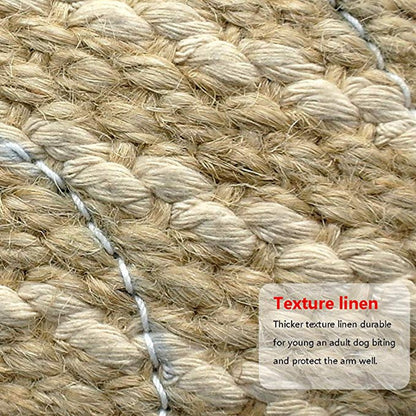Blue and Khaki Heavy Duty Jute Dog Bite Pillow - Professional Training Tug Toy with 3 Handles for Schutzhund, K9, Agility & Bite Work
