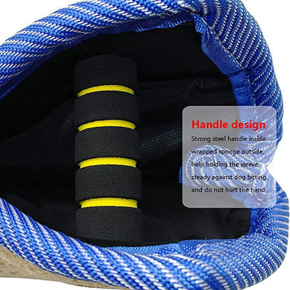 Red and Khaki Heavy Duty Jute Dog Bite Pillow - Professional Training Tug Toy with 3 Handles for Schutzhund, K9, Agility & Bite Work