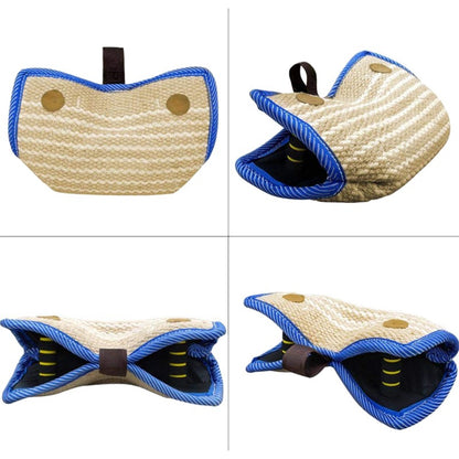 Green and Khaki Heavy Duty Jute Dog Bite Pillow - Professional Training Tug Toy with 3 Handles for Schutzhund, K9, Agility & Bite Work
