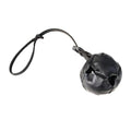 Black Durable Leather Dog Training Ball with Loop Handle - Interactive Bite & Tug Toy for Playful Pups