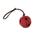Red Durable Leather Dog Training Ball with Loop Handle - Interactive Bite & Tug Toy for Playful Pups