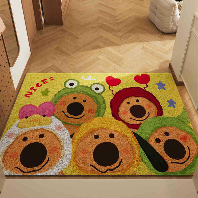 Group Photo Of Dogs Set of 2 Cartoon PVC Coil Entrance Mats - Non-Slip Dirt Trapping Door Mats (50x80cm)
