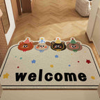 Box Puppy Bear Set of 2 Cartoon PVC Coil Entrance Mats - Non-Slip Dirt Trapping Door Mats (50x80cm)