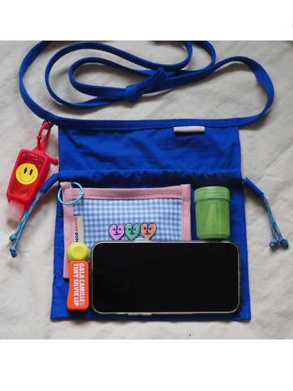 Black 2PCS Cute Lightweight Drawstring Crossbody Phone Bag - Simple Mini Shoulder Pouch (21x22cm)