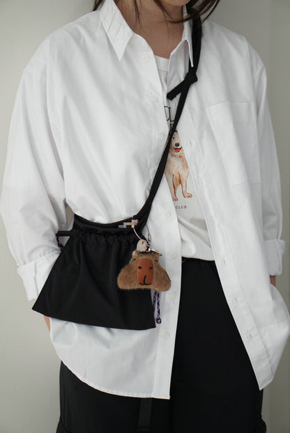 Black 2PCS Cute Lightweight Drawstring Crossbody Phone Bag - Simple Mini Shoulder Pouch (21x22cm)