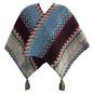 Azure Cozy Knitted Poncho Cape - Thick Mohair Blend Winter Shawl Wrap (106x135cm)