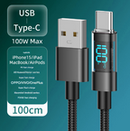 1 Meter USB To Type-C 4-Piece Set 1m 100W Super Fast Charge Transparent Aluminum Shell Digital Display Data Cable - USB Type-C Fast Charge Cable