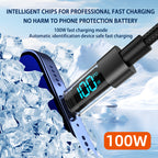 1 Meter USB To Type-C 4-Piece Set 1m 100W Super Fast Charge Transparent Aluminum Shell Digital Display Data Cable - USB Type-C Fast Charge Cable