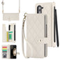 White Galaxy Z Fold5 Multi-Functional Leather Wallet Case for Samsung Z Fold Series - Crossbody with Pen Slot, Quilted Design Pen Not Included