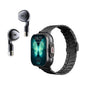 Black Steel 2-in-1 Bluetooth Smartwatch with Integrated Earbuds for Sports