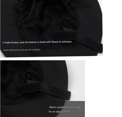 Navy Blue Autumn-Winter Waterproof Sun Hat with Fleece Lining and Wide Brim