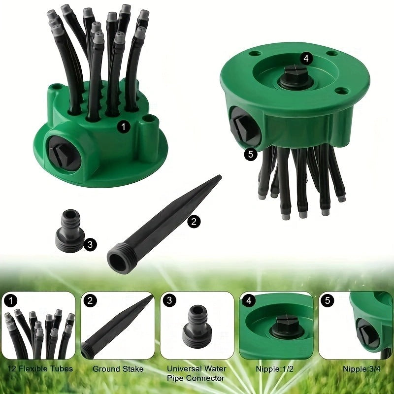 3-Piece 360-Degree Multi-Head Garden Sprinkler Set - Efficient Watering Solution