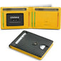 Men's Slim Leather Bifold Wallet - RFID Blocking, 11 Card Slots, ID Window(Carbon Yellow)