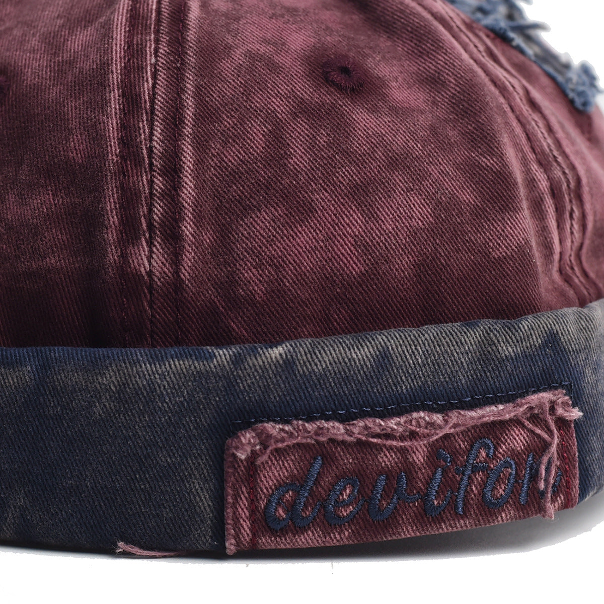 Vintage Washed Cotton Docker Cap - Unisex Brimless Beanie Hat with Star Patch(Coffee)