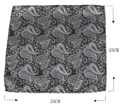 Men's Formal Paisley Ascot Cravat & Pocket Square Set - Adjustable Necktie for Weddings(Ivory White)