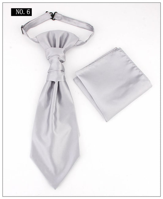 Men's Formal Paisley Ascot Cravat & Pocket Square Set - Adjustable Necktie for Weddings(Light Gray )