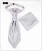 Men's Formal Paisley Ascot Cravat & Pocket Square Set - Adjustable Necktie for Weddings(Light Gray )