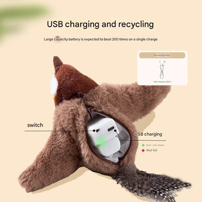 Interactive Flapping Wing Bird Toy for Cats & Dogs,Motion Activated with Sound(Black Woodpecker)