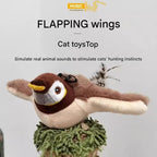 Interactive Flapping Wing Bird Toy for Cats & Dogs,Motion Activated with Sound(Fat Golden Bird)
