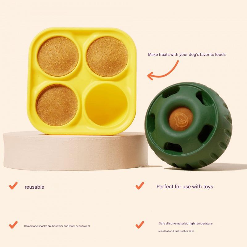 Interactive Dog Treat Dispensing Ball & Silicone Treat Mold Set - Durable,  Dishwasher Safe(green)