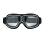 Retro Motorcycle Goggles - Windproof, UV400 Protection, Anti-Impact PC Lenses with Leather Frame(Black leather clear lens)