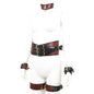 Adjustable PU Leather Bondage Restraint Set - Collar, Waist Belt, Hand & Leg Cuffs with Connectors(red)