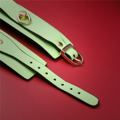 Adjustable PU Leather Bondage Cuff - Wrist/Ankle Restraint, Sold Individually(Luminous pink-Handcuffs)