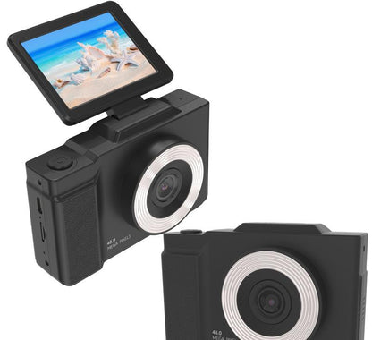 48MP Student Digital Camera with 180 Flip Screen & 3-Setting Fill Light(black)