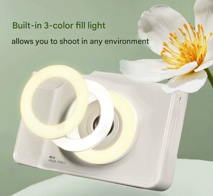 48MP Student Digital Camera with 180 Flip Screen & 3-Setting Fill Light(black)