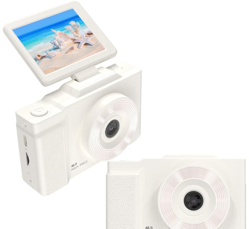 48MP Student Digital Camera with 180 Flip Screen & 3-Setting Fill Light(White)