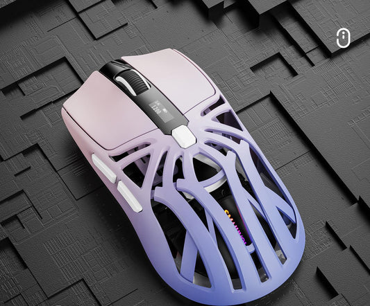 Tri-Mode Wireless Gaming Mouse - 1KHz Polling, 10000 DPI, Digital Display, Lightweight 73g(Purple)