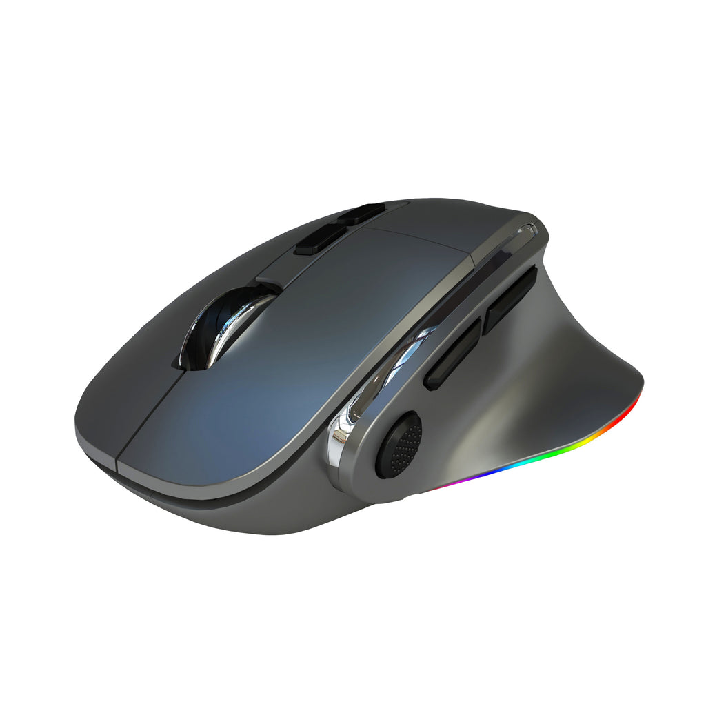 Ergonomic Vertical Wireless Mouse - Dual Mode (2.4G + Bluetooth), RGB Light, Rechargeable 500mAh Battery(Gray)