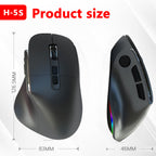 Ergonomic Vertical Wireless Mouse - Dual Mode (2.4G + Bluetooth), RGB Light, Rechargeable 500mAh Battery(White)