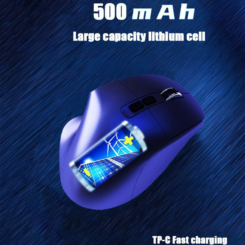Ergonomic Vertical Wireless Mouse - Dual Mode (2.4G + Bluetooth), RGB Light, Rechargeable 500mAh Battery(Blue)