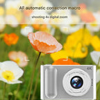 Ultra HD 4K Dual Lens Digital Camera - 44MP, 4X Zoom, 2.4" Screen, Complete with 64GB Card (pink)