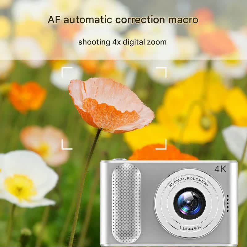 Ultra HD 4K Dual Lens Digital Camera - 44MP, 4X Zoom, 2.4" Screen, Complete with 64GB Card (pink)